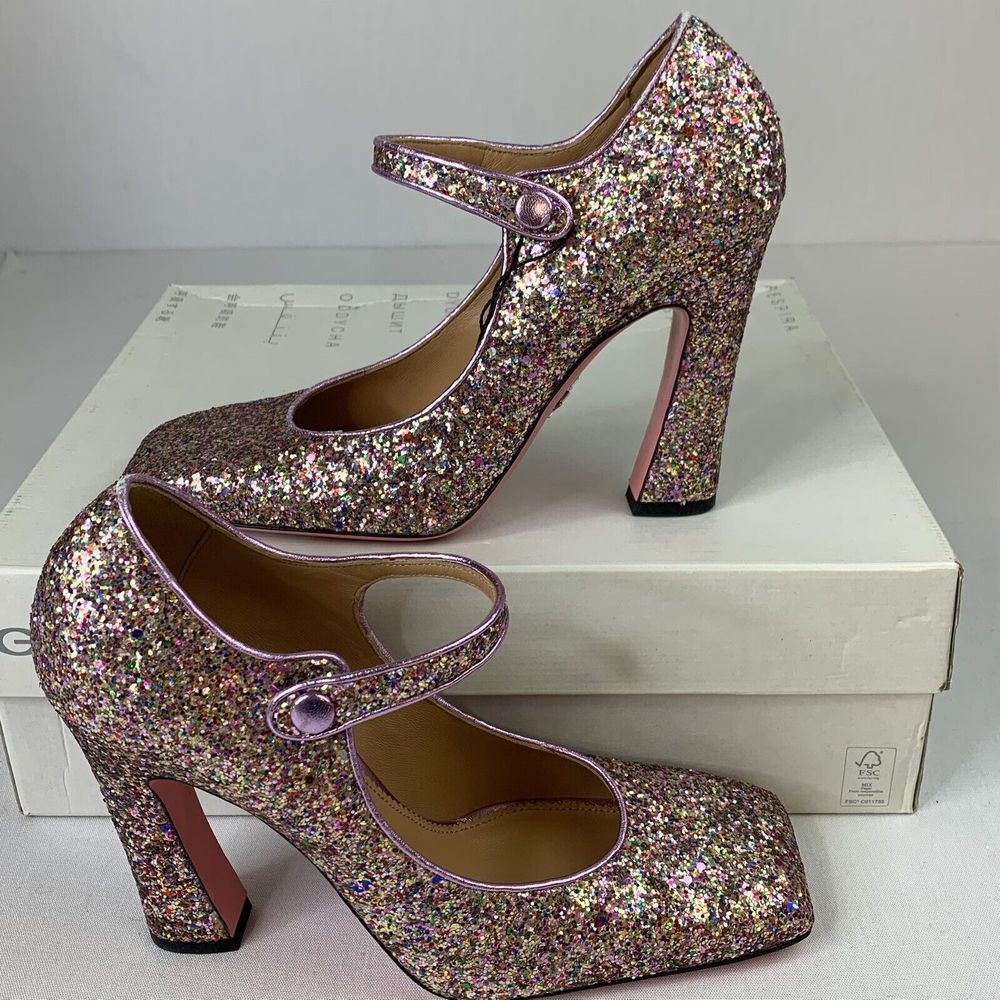 Desquared Womens Mary Jane Pink Glitter Pumps EU 39 US Size 7.5-8‎